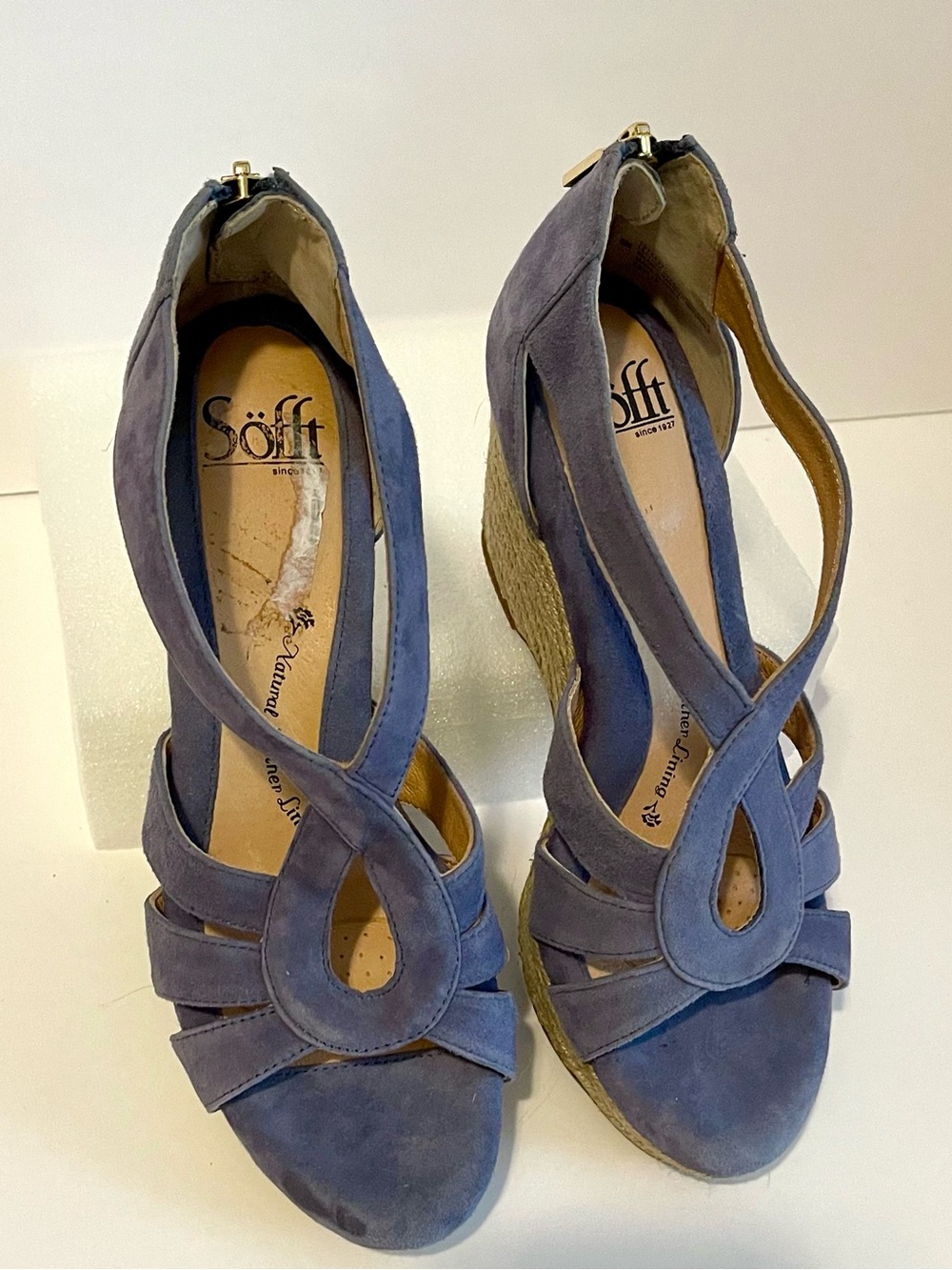 Sofft Lavendar Suede Espadrille Wedge Sandals - Picture 3 of 10